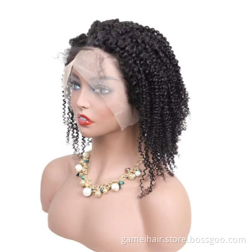 Hd Full Lace Frontal Bob Wig Kinky Curly Peruvian Natural Virgin Human Hair Full Transparent Front Wig Vendor For Black Women